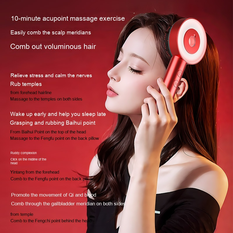 Red and Blue Light Therapy Comb Scalp Massager